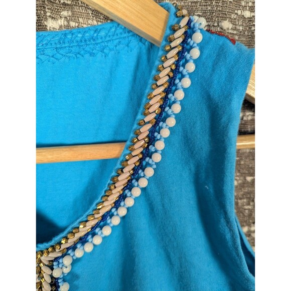 Vintage Miss Sixty Blue Beaded Keyhole‎ Cropped Tank Top Y2K - Picture 4 of 7